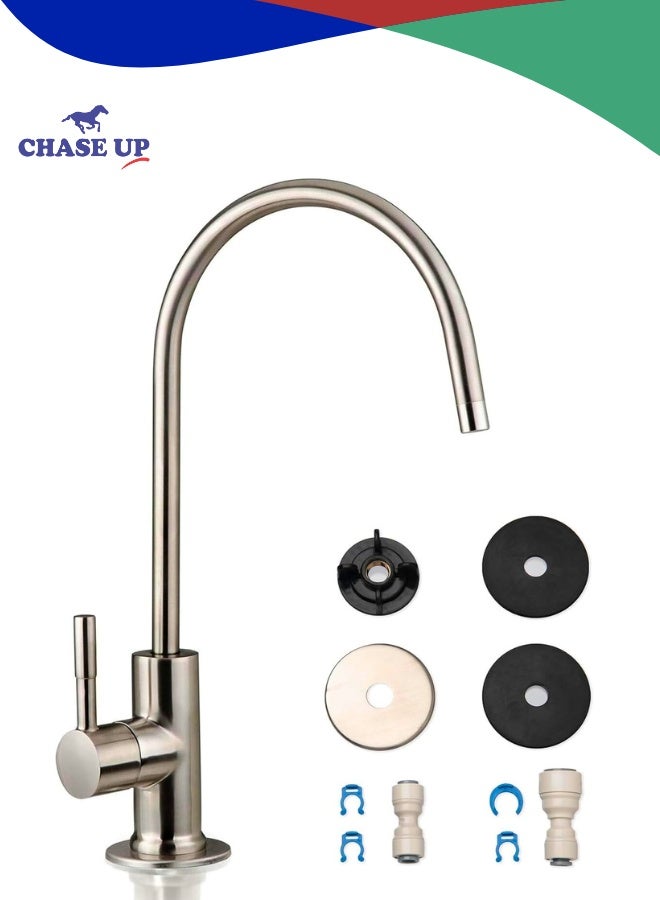 Chase Up GA1-BN Drinking Water RO Faucet for Kitchen Sink, Heavy-Duty Lead-Free Reverse Osmosis Faucet for RO Water Filtration System, Non-Air Gap 100% Stainless Steel RO Faucet, Brushed Nickel Finish - Image 1