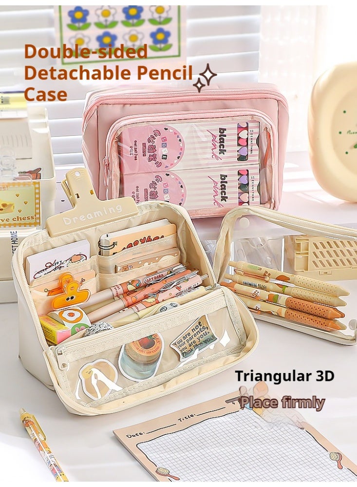 Large Capacity Pencil Case with 9 Layers, Multi-Compartment Student Stationery Pouch with Wide Opening and Transparent Rear Pocket, Holds up to 100 Pens - Image 2