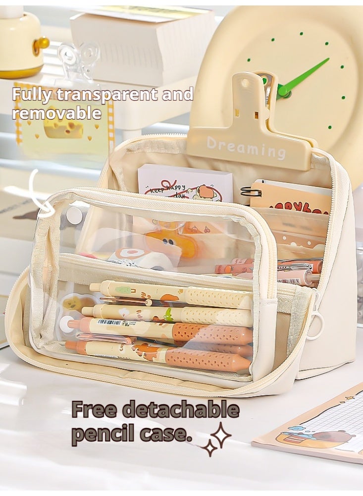 Large Capacity Pencil Case with 9 Layers, Multi-Compartment Student Stationery Pouch with Wide Opening and Transparent Rear Pocket, Holds up to 100 Pens - Image 5