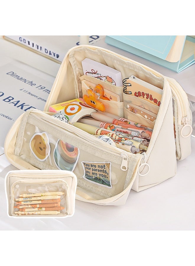 Large Capacity Pencil Case with 9 Layers, Multi-Compartment Student Stationery Pouch with Wide Opening and Transparent Rear Pocket, Holds up to 100 Pens - Image 1