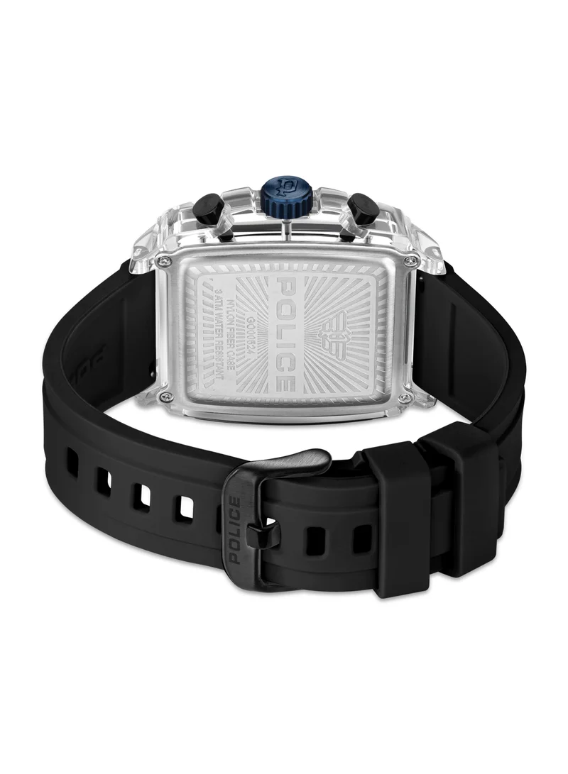 بوليس Clout Black Dial & Silicone Strap Gents Chronograph Watch With Nylon Fiber Case, 43x43.8mm