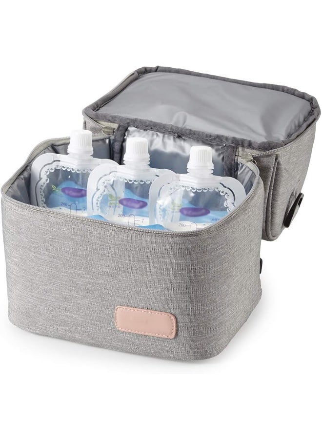 Meichoon Meichoon Breast Pump Backpack Breastmilk Cooler & Insulated Baby Bottle Bag Waterproof - Portable Thermal Insulated Lunch Bag/Large Capacity Handbag/Baby Milk Freezer for Work Mommy Women XC01 Grey  - Image 4
