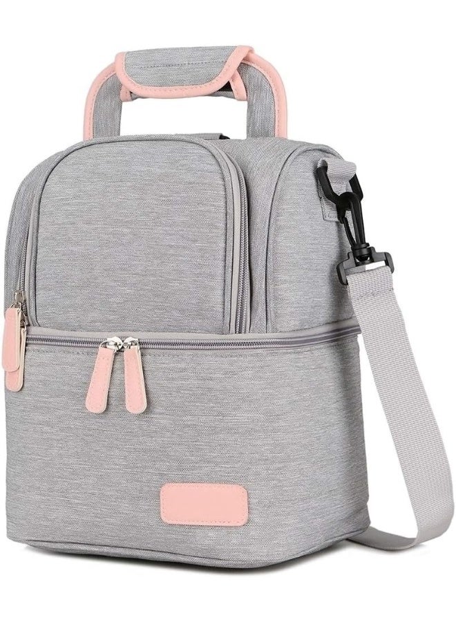 Meichoon Meichoon Breast Pump Backpack Breastmilk Cooler & Insulated Baby Bottle Bag Waterproof - Portable Thermal Insulated Lunch Bag/Large Capacity Handbag/Baby Milk Freezer for Work Mommy Women XC01 Grey  - Image 1