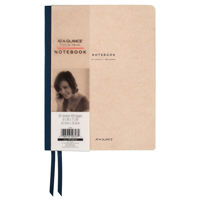 ATAGLANCE Notebook Casebound Ruled 80 Sheets 912 x 714 Collection TanBlue YP14607