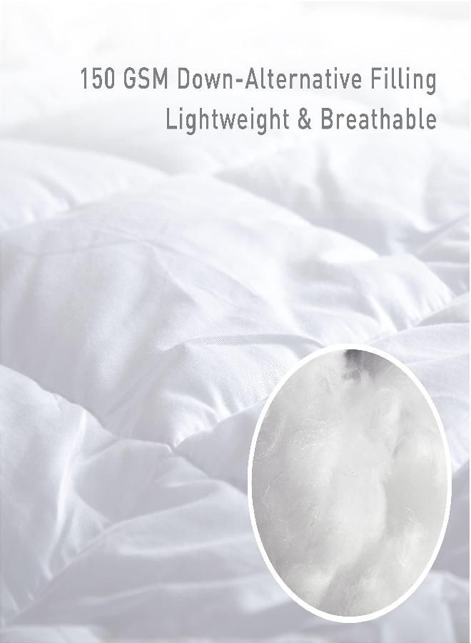 Duvet Insert Full Size-100% Cotton Comforter Down Alternative White-Quilted Lightweight Duvet Insert Thin Soft Breathable with Silver Trim and 8 Tabs
