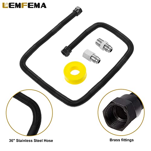 Lemfema 36" Non-Whistle Flexible Flex Gas Line Connector Kit for NG and LP Fire Pit and Fireplace Stainless Steel Hose-1/2" OD x 3/8" ID Black Hose With 1/2" MIP x 1/2" FIP Connector - Image 3