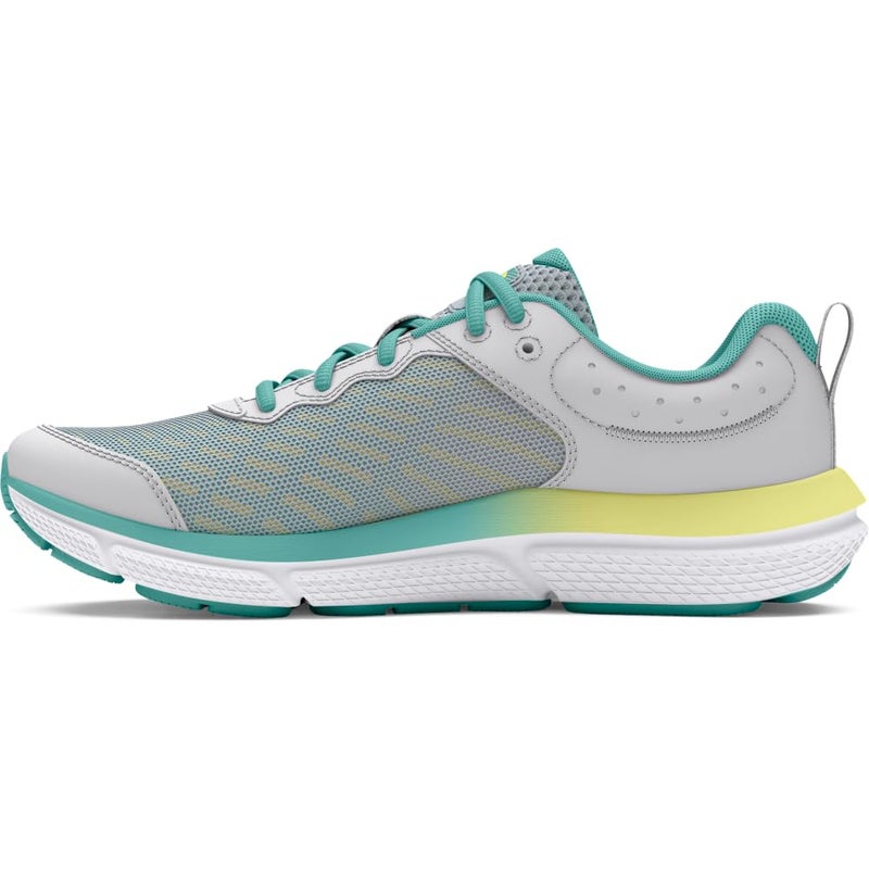 Under Armour Girls' Grade School Assert 10, (103) Halo Gray/Radial Turquoise/Sonic Yellow, 3.5, US - Image 4