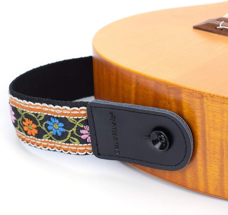 CLOUDMUSIC Tenor Concert Soprano Baritone Ukulele Strap Coloful Hawaii Floral Jacquard For Adult Size And Kids(Blue Orange Pink Flowers) - Image 5