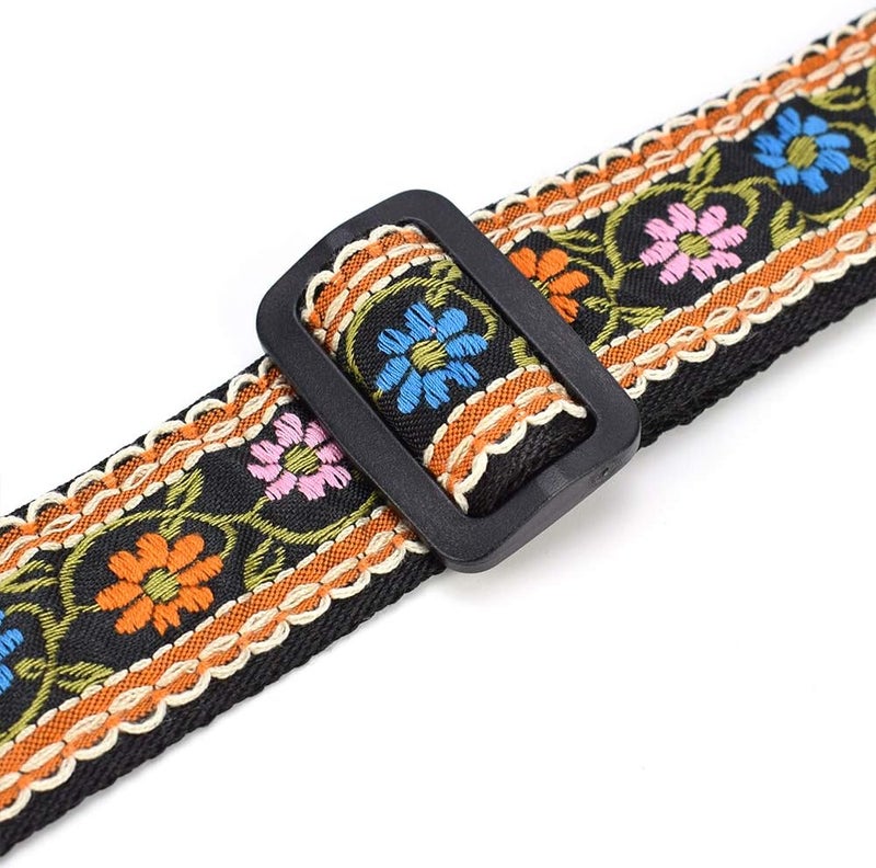 CLOUDMUSIC Tenor Concert Soprano Baritone Ukulele Strap Coloful Hawaii Floral Jacquard For Adult Size And Kids(Blue Orange Pink Flowers) - Image 3