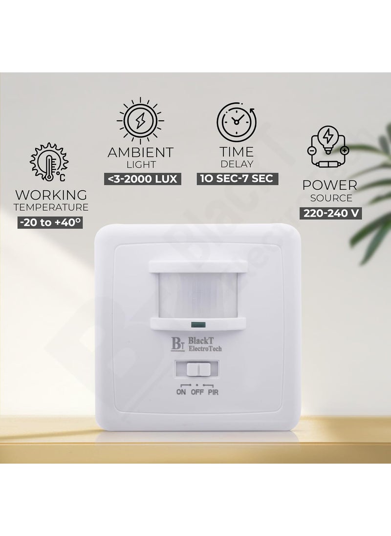 BlackT ElectroTech Blackt Electrotech BT31H PIR Wall Mounted Hidden Infrared Motion Sensor with ONOFFPIR button 2 PC PACK  - Image 3