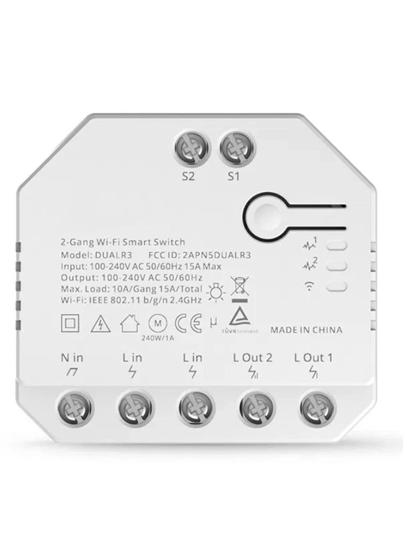 Generic DUAL R3 2 Gang Dual Relay Module Smart Switch Power Metering Energy Monitoring Smart Home Automation Works with Alexa Google Home Voice Control Remote Control Timer Function  - Image 2