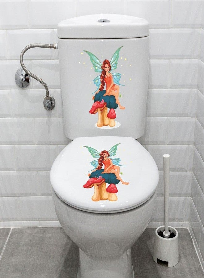 CVANU Preety Angle Design Toilet Seat Stickers Decals Self-Adhesive Removable PVC Vinly (8.5x8.5) inch, Pack of 2 - Image 2