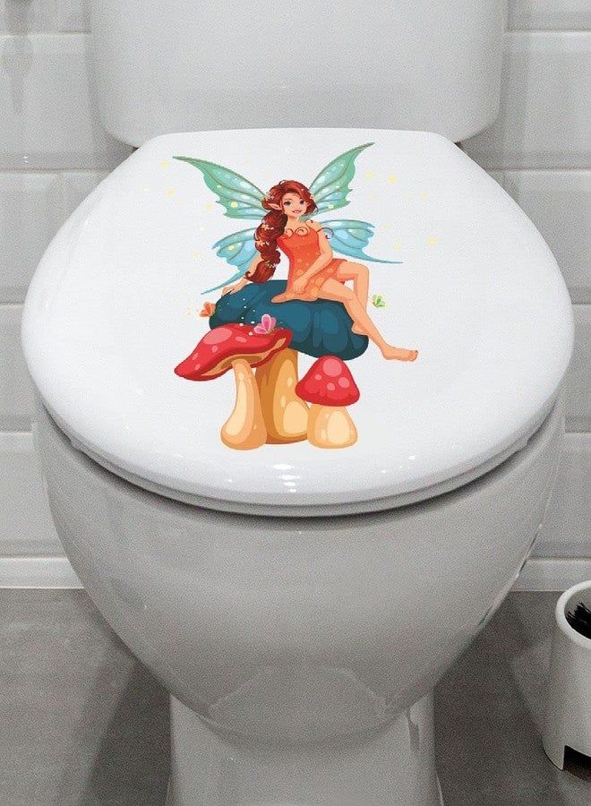 CVANU Preety Angle Design Toilet Seat Stickers Decals Self-Adhesive Removable PVC Vinly (8.5x8.5) inch, Pack of 2 - Image 1