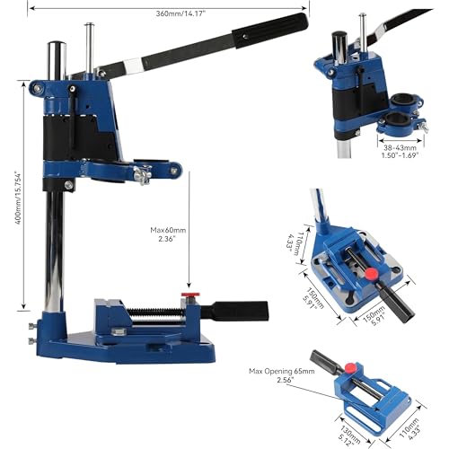 TEXALAN(R) Drill Press Rotary Tool Workstation Stand with Wrench- 220-01- Mini Portable Drill Press- Tool Holder- 2 inch Depth- Ideal for Drilling Perpendicular and Angled Holes - Image 2
