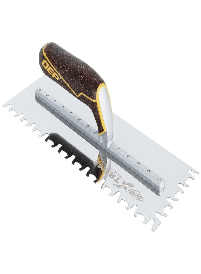 QEP Euro Notch Cork Handle XL Stainless Steel Trowel - Image 1