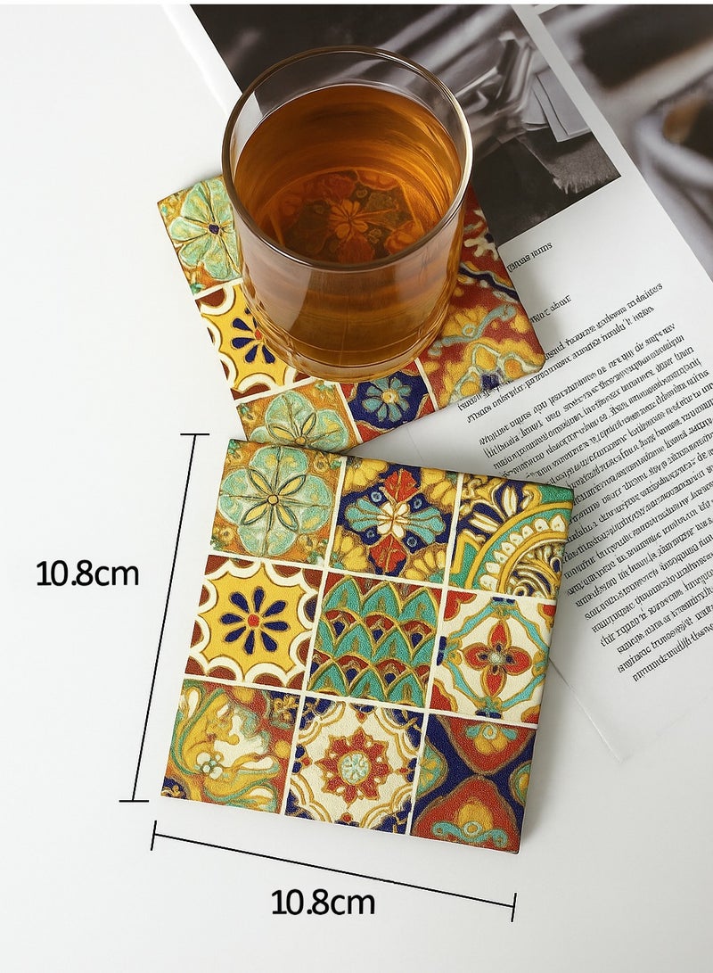 Coffee Coasters - 2 Set Ceramic Boho Coaster for Drinks and coffee, perfect for Placing Coffee Mugs, Glasses Beer Cup - Image 4