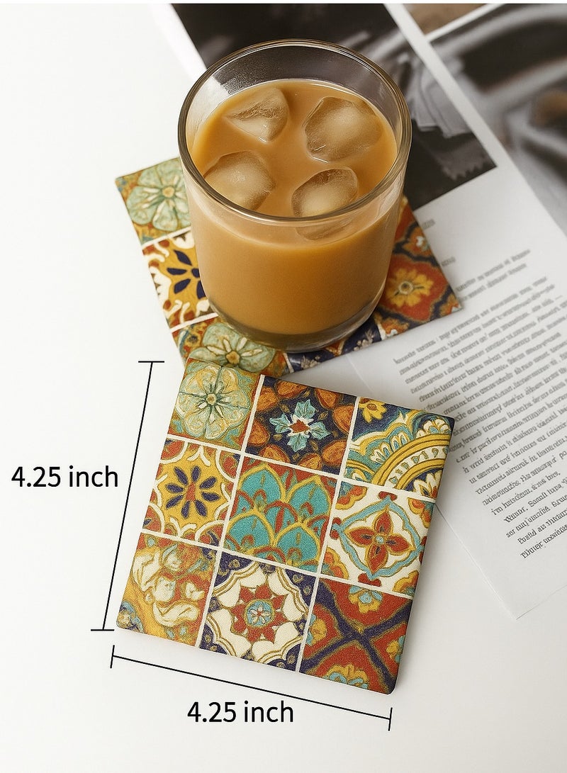 Coffee Coasters - 2 Set Ceramic Boho Coaster for Drinks and coffee, perfect for Placing Coffee Mugs, Glasses Beer Cup - Image 5