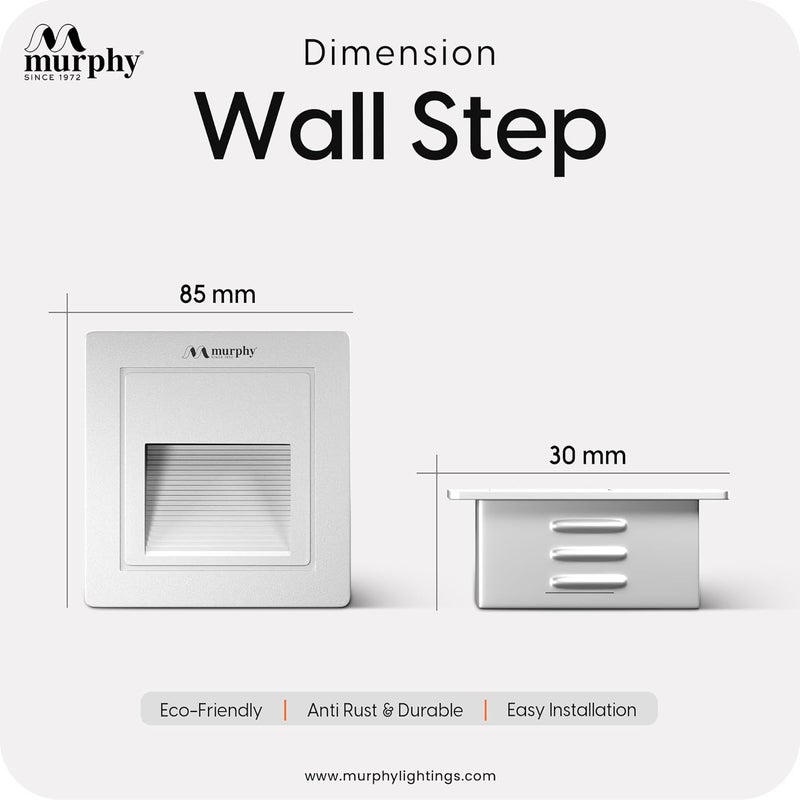 Murphy 3W Wall Step White Body Conceal Light Outdoor and Indoor LED Foot Light with Aluminium IP65 Grade Waterproof Body : Warm White, Pack of 10 - Image 4