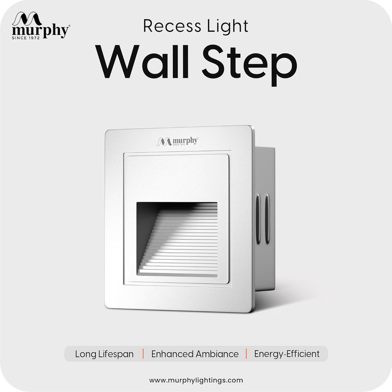 Murphy 3W Wall Step White Body Conceal Light Outdoor and Indoor LED Foot Light with Aluminium IP65 Grade Waterproof Body : Warm White, Pack of 10 - Image 2
