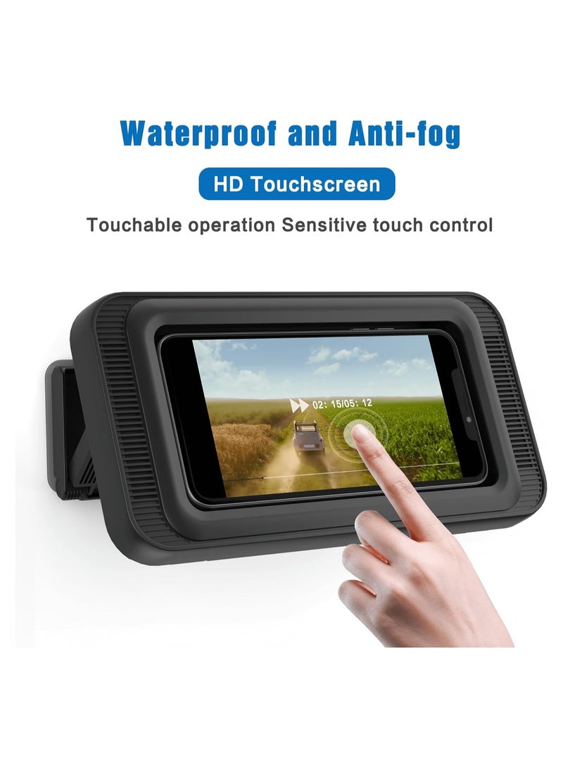KASTWAVE Waterproof Shower Phone Holder, Wall Mounted Phone Holder with Speaker Touch Screen, 360° Rotation, Up to 7 inch for Bathroom Bathtub Kitchen for iPhone Samsung Android (Black) - Image 3