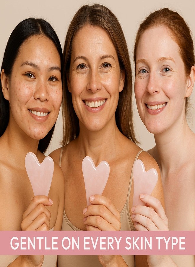 DoSensePro Rose Quartz Gua Sha Facial Tool - Heart-Shaped Crystal for Puffiness, Lymphatic Drainage, Facial Sculpting & Relaxation - Hand-Carved Stone from Brazil, Used in Traditional Beauty Rituals - Image 5