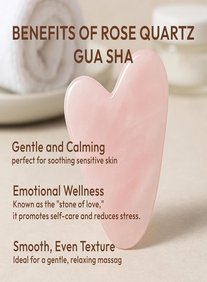 DoSensePro Rose Quartz Gua Sha Facial Tool - Heart-Shaped Crystal for Puffiness, Lymphatic Drainage, Facial Sculpting & Relaxation - Hand-Carved Stone from Brazil, Used in Traditional Beauty Rituals - Image 3