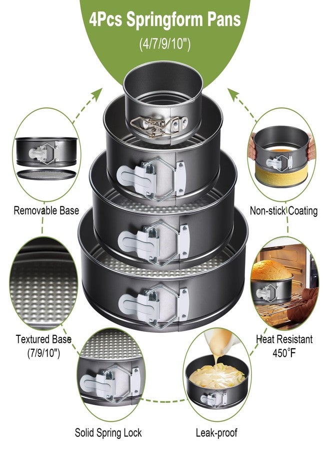 Gymdin 139PCS Springform Cake Pan Set - 4 Non-stick Cheesecake Pans(4/7/9/10-Inch) + Cake Decorating Supplies: Parchment Paper, Pastry Bags and Tips, Icing Scrapers, Cake Cutting Set & More - Image 5