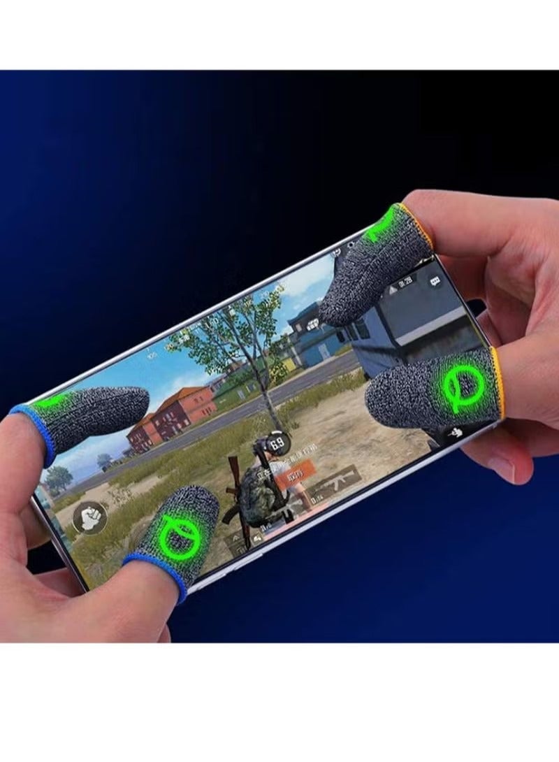Gaming Finger Sleeves Luminous Mobile Controller Sleeve Sets Game Gloves Thumb For League of Legend PUBG Rules Survival (6 Pcs Silver)  - Image 3
