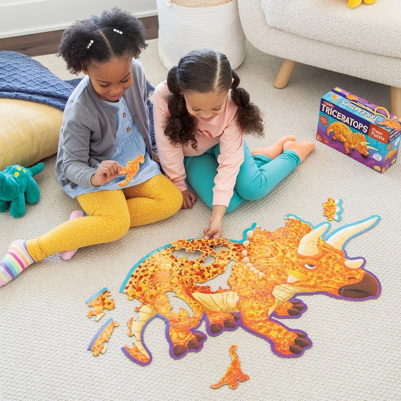 Peaceable Kingdom Giant Floor Puzzles with Uniquely Fun Shaped Pieces for Kids Ages 3+ Gifts for Boys and Girls - Triceratops - Image 2