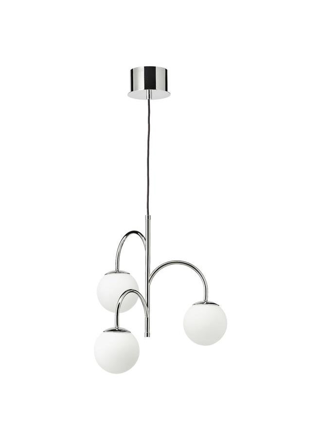 Zaboon Pendant lamp, 3-armed, chrome-plated/opal white glass, 55 cm  - Image 1