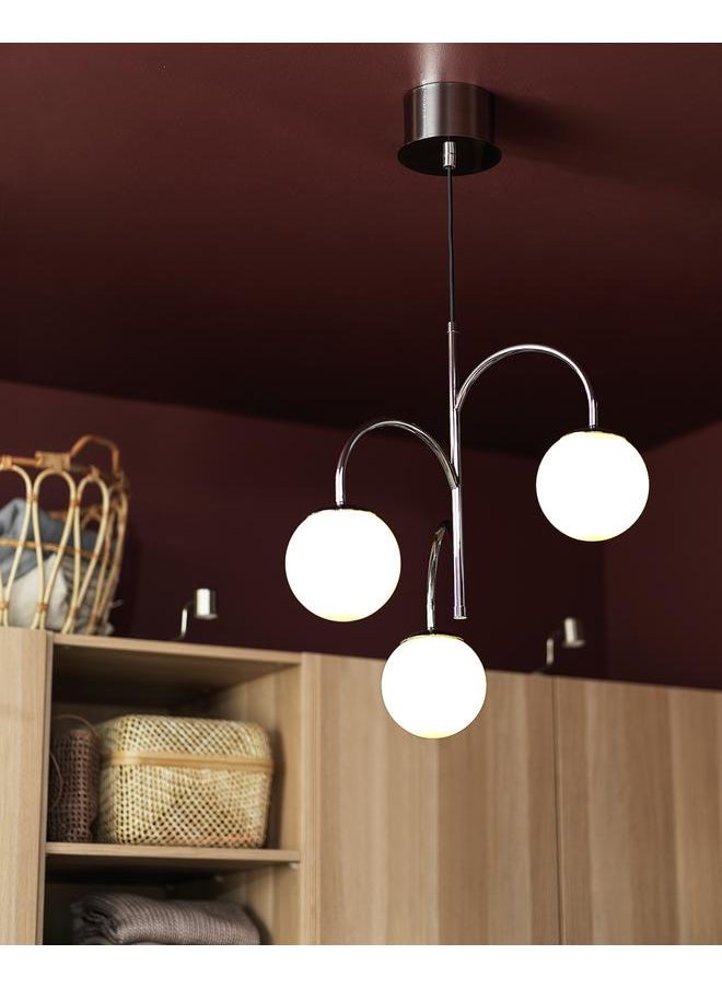 Zaboon Pendant lamp, 3-armed, chrome-plated/opal white glass, 55 cm  - Image 4