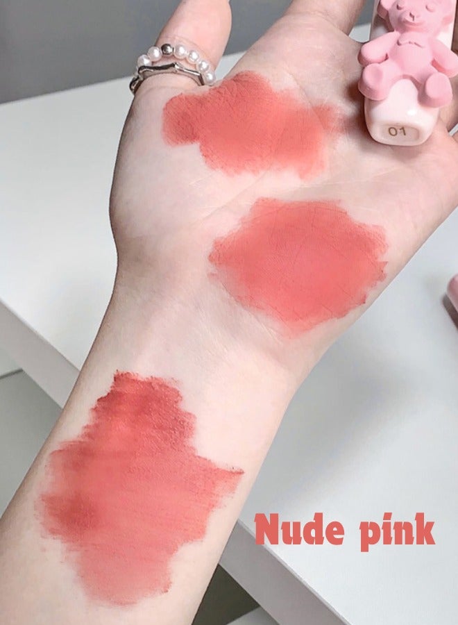 Gege bear Non-stick cup waterproof lip glaze velvet matte matte lipstick lip gloss - nude pink - Image 2