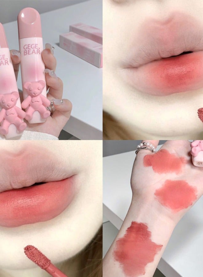 Gege bear Non-stick cup waterproof lip glaze velvet matte matte lipstick lip gloss - nude pink - Image 3