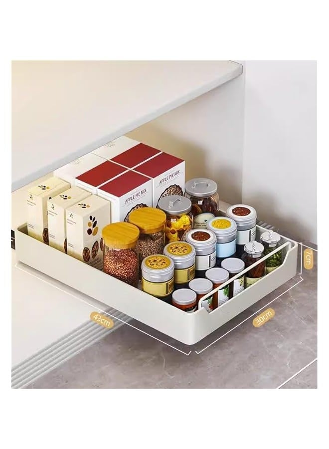 TRASSLE Pull Out Cabinet Organizer Fixed with Adhesive Nano Film, Adhesive Slide Out Drawer Shelves - For Kitchen, Pantry, Bathroom Storage  - Image 2