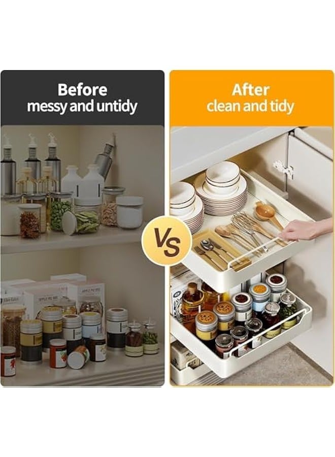TRASSLE Pull Out Cabinet Organizer Fixed with Adhesive Nano Film, Adhesive Slide Out Drawer Shelves - For Kitchen, Pantry, Bathroom Storage  - Image 5