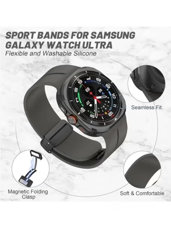 Magnetic Band Compatible with Samsung Galaxy Watch 7 Ultra 2024 – Silicone Sports Strap, D-Buckle Replacement, No Gap Design, Magnetic Closure, Stylish and Comfortable Band for Men & Women - Image 4