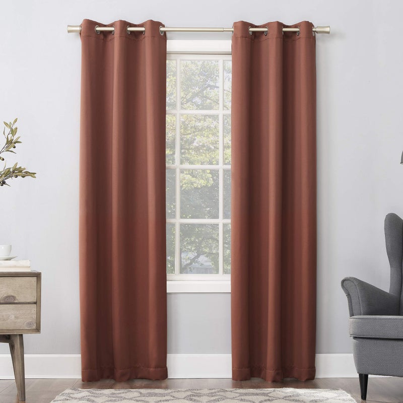 Sun Zero Sun Zero Easton Energy Saving Blackout Grommet Curtain Panel 40 x 63 Terracotta Orange 