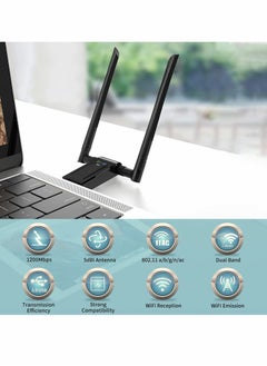 Excefore Wireless USB WiFi Adapter for PC, 1200Mbps Dual Band WiFi Dongle 2.4G/5G with USB 3.0 Cradle  - Image 2