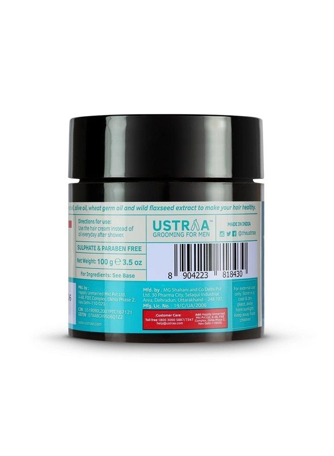 Ustraa Daily Use Hair Cream - 100g - Suitable for All Hair Types, Non-Greasy Nourishment for Hair, Non-Sticky Alternative to Oil, Enriched with Wild Flax Seeds, Almond Oil - Image 1
