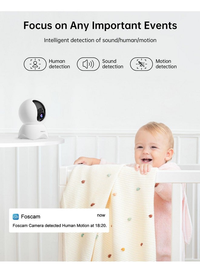 FOSCAM كاميرات فوسكام 3K 5MP واي فاي للحيوانات الأليفة لأمان المنزل، كاميرا داخلية بمراقبة الأطفال بتردد 2.4GHz مع دوران 360°، صوت ثنائي الاتجاه، زوم رقمي 20X، رؤية ليلية، كشف بشري بالذكاء الاصطناعي، تخزين سحابي وبطاقة SD - Image 4