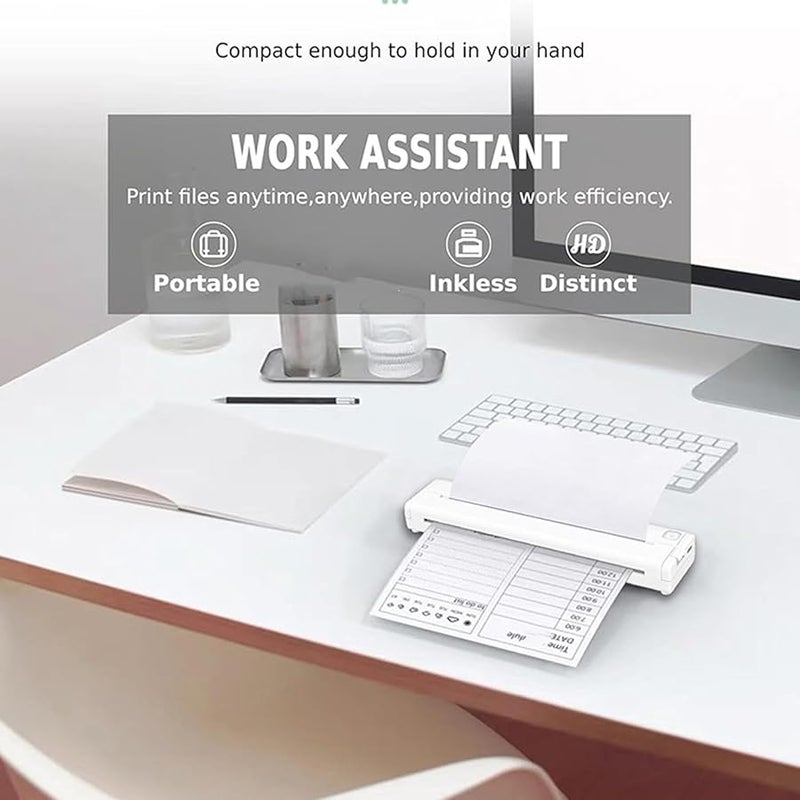 Diyeeni White Portable Wireless Thermal Printer Inkless Bluetooth For Travel Home Office School - Image 5