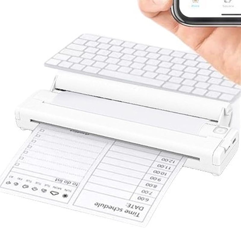 Diyeeni White Portable Wireless Thermal Printer Inkless Bluetooth For Travel Home Office School - Image 1