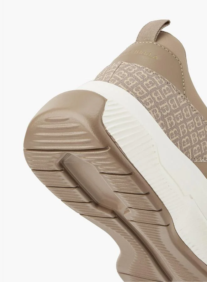 Flora Bella By Shoexpress TAUPE Flora Bella Monogram Print Sneakers With Hook And Loop Closure for Women | Best Price UAE