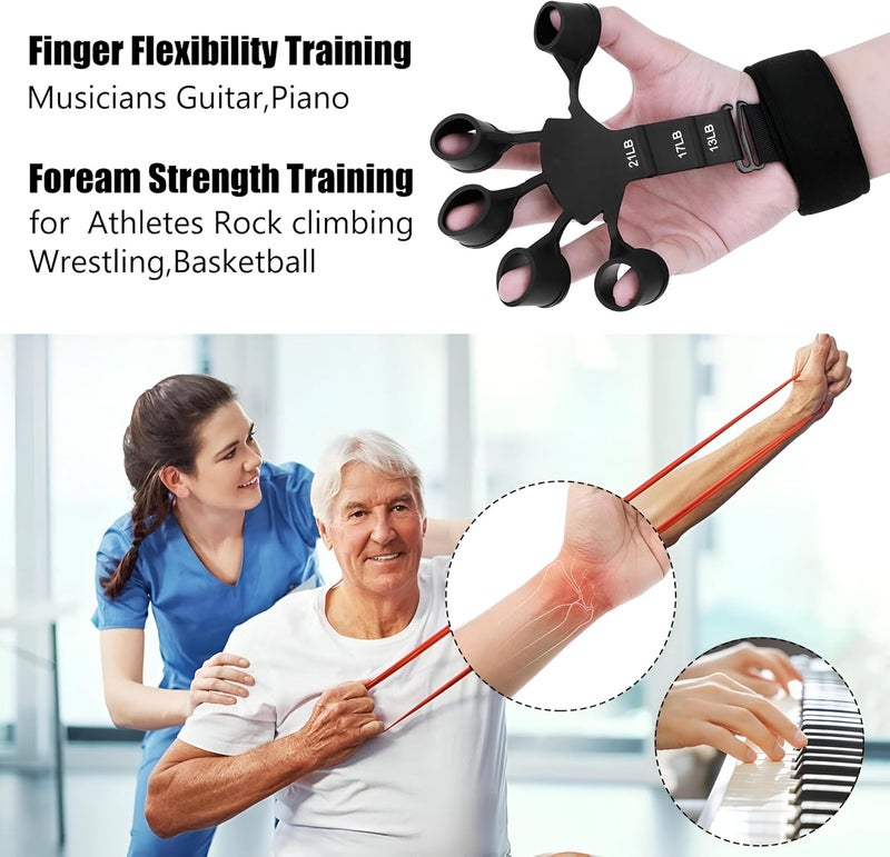 GLEVAR Finger Gripper – Adjustable Silicone Finger Exerciser – 3 Gears for Strength, Dexterity & Stress Relief, Improve Hand Grip, Finger Stretcher Trainer for Rehabilitation & Daily Exercise - Image 3