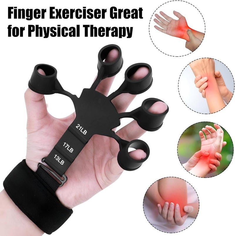 GLEVAR Finger Gripper – Adjustable Silicone Finger Exerciser – 3 Gears for Strength, Dexterity & Stress Relief, Improve Hand Grip, Finger Stretcher Trainer for Rehabilitation & Daily Exercise - Image 4