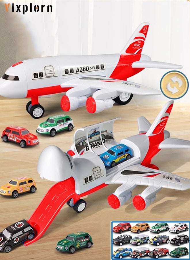 Vixplorn Transforming airplane model,   track airplane toy set,   inertia gliding airplane,   2-in-1 airplane model,   comes with 12 toy cars,   no batteries required,   children's birthday gift - Image 1