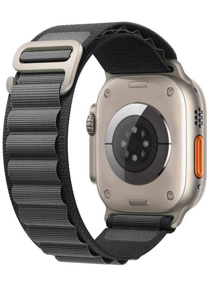 CATANES Alpine Loop Band for Apple Watch Band 49mm 45mm 44mm 42mm Adjustable with Metal G-Hook Strap Black Grey  - Image 2