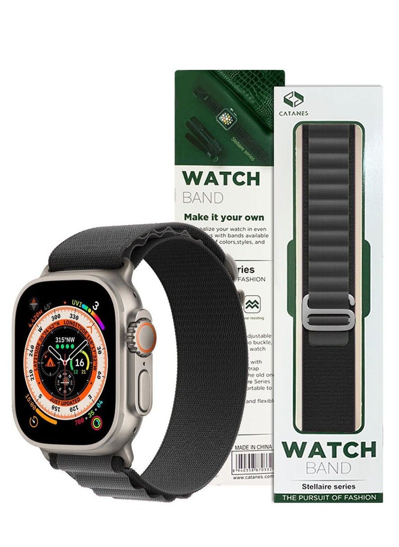 CATANES Apple Watch Band 49mm 45mm 44mm 42mm Alpine Loop Band Women Men Adjustable with Metal G-Hook Strap for iWatch Ultra Series SE 8/7/6/5/4/3/2/1 Black Grey  - Image 5