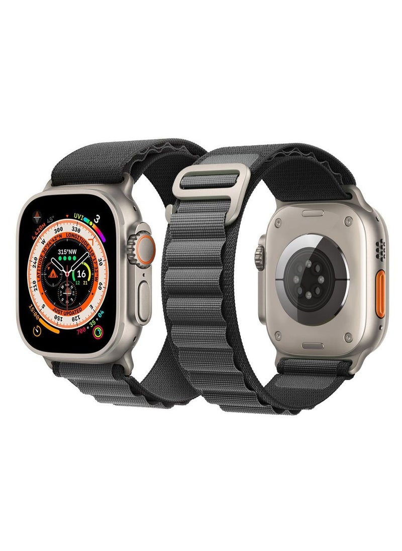 CATANES Apple Watch Band 49mm 45mm 44mm 42mm Alpine Loop Band Women Men Adjustable with Metal G-Hook Strap for iWatch Ultra Series SE 8/7/6/5/4/3/2/1 Black Grey  - Image 4