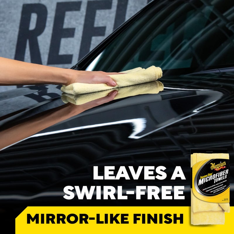 Meguiar's منشفة ميغوايرز الفاخرة من الألياف الدقيقة للسيارات، مجموعة مناشف ألياف دقيقة فائقة الامتصاص لإزالة منتجات العناية بالسيارات بفعالية دون ترك دوائر، 3 عبوات - Image 3